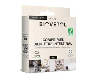 Biovetol - Comprimés Bien-être Intestinal pour Chat et Chien Bio - x10 (Chaton/Chat)