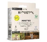 BIOVETOL - Pipettes Antiparasitaires Chien - Antiparasitaire Bio Certifié Ecocert - Anti-puces, Anti-Tiques (pour Chiot/Petit Chien (- de 15 kgs), 3 pipettes + 1 Offerte)