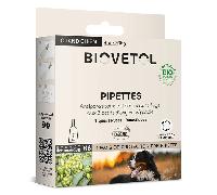 BIOVETOL - Pipettes Anti Puces, Anti-Tiques et Anti moustiques -Bio Certifié Ecocert - Repousse Pendant 4 Semaines - pour Grand Chien +30 kg - Conçu et Fabriqué en France - 6 Pipettes
