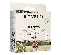 BIOVETOL - Pipettes Anti Puces, Anti-Tiques et Anti moustiques -Bio Certifié Ecocert - Repousse Pendant 4 Semaines - pour Moyen Chien 15 à 30 kg - Conçu et Fabriqué en France - 6 Pipettes