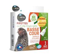 BIOVETOL - Pipettes Antiparasitaires Basse-Cour - Antiparasitaire Bio Certifié Ecocert - Anti-puces, Anti-Tiques (3 pipettes + 1 Offerte)