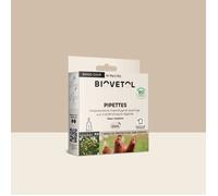 BIOVETOL - Pipettes Antiparasitaires Basse-Cour - Antiparasitaire Bio Certifié Ecocert - Anti-puces, Anti-Tiques - 6 pipettes