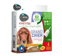 BIOVETOL - Pipettes Antiparasitaires Chien - Antiparasitaire Bio Certifié Ecocert - Anti-puces, Anti-Tiques (pour Grand Chien (+ de 30 kgs), 6 pipettes)