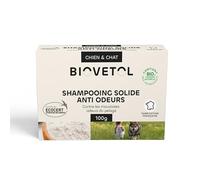 Biovetol - Shampooing Solide Anti-odeurs Chat et Chien Bio - Certifiée Ecocert - Equivaut à 3x240ml - conçu et fabriqué en France - 100 G