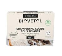 Biovetol - Shampooing Solide Tous pelages Chat et Chien Bio - Certifiée Ecocert - Equivaut à 3x240ml - conçu et fabriqué en France - 100 G