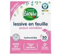 Biovie - Lessive en Feuilles Peaux Sensibles - Hypoallergénique & Sans Parfum - Tous Textiles - 30 Lavages par Boîte - Lot de 10