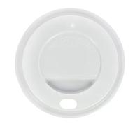 Biovira Lot de 50 couvercles blancs avec bec pour verres 200 ml/7 oz Ø73 mm trou à boire, pour café et thé