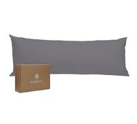 BIOWEAVES Housse de Coussin de Corps 100% Coton Bio pour taies d'oreiller de Corps 300 Fils, Tissage satiné Doux, certifié GOTS avec Fermeture éclair, 53,3 x 137,2 cm, Gris