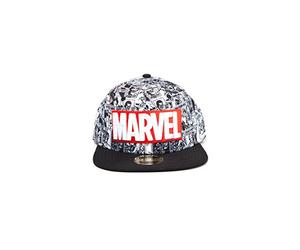 Bioworld - Difuzed Marvel Logo and Comic Pattern Snapback Baseball Cap Casquette, Grey, Taille Unique Mixte