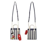 Bioworld Disney Bashful Mickey Pose Sac à bandoulière rayé Bleu et blanc 28,7 cm