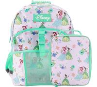 Bioworld Ensemble sac à dos et boîte à déjeuner de 40,6 cm pour l'école et les voyages, Disney Princesses Vert