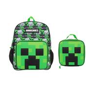 Bioworld Ensembles de sac à dos fantaisie pour jeunes de 40,6 cm pour l'école et les voyages, Minecraft Creepers Vert