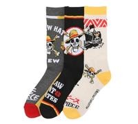 Bioworld One Piece Live Action Chapeau de paille Pirates 3 paires de chaussettes décontractées pour adulte