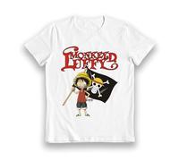 Bioworld One Piece Monkey D Luffy Flag T-shirt pour enfant Blanc, blanc, 11-12 ans