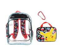 Bioworld Pokémon Pikachu Ensemble sac à dos et boîte à déjeuner 3 pièces Transparent Taille unique