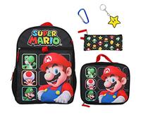 Bioworld Super Mario Bros Character Grid Ensemble sac à dos 5 pièces pour jeunes, 40,6 cm, jaune, taille unique, motif grille de personnages de Super Mario Bros (petit enfant/grand enfant)