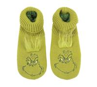 Bioworld The Grinch Big Face Naughty or Nice Chaussons chaussettes pour femme, Grinch Big Face Naughty Green, Large-X-Large