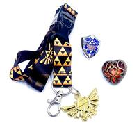 BIOWORLD Zelda Gaming Coffret cadeau 3 pièces en étain - Bouclier et récipient en forme de cœur avec épinglette et cordon Hyrule