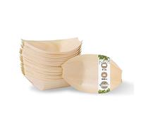 BIOZOYG 1000x barquette alimentaire jetable en bois 24,5 cm - bol jetable naturelle et moderne - barquette frite, bol aperitif