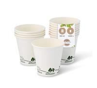 BIOZOYG 1000x gobelets jetables 150 ml / 6 oz, Ø 80 mm blanc avec motif environnemental - gobelet carton sans plastique et en matériaux durables - gobelet cafe