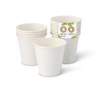 BIOZOYG 1000x gobelets jetables 150 ml / 6 oz, Ø 80 mm blanc - gobelet carton sans plastique et en matériaux durables - gobelet cafe