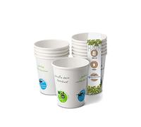 BIOZOYG 1000x gobelets jetables 200 ml / 8 oz, Ø 80 mm blanc avec des icônes environnementales colorées - gobelet carton sans plastique et en matériaux durables - gobelet cafe