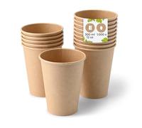 BIOZOYG 1000x gobelets jetables 300 ml / 12 oz, Ø 90 mm marron - gobelet carton sans plastique et en matériaux durables - gobelet cafe