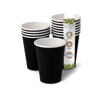 BIOZOYG 1000x gobelets jetables 300 ml / 12 oz, Ø 90 mm noir - gobelet carton sans plastique et en matériaux durables - gobelet cafe