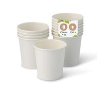 BIOZOYG 100x gobelets jetables 100 ml / 4 oz, Ø 62 mm blanc - gobelet carton sans plastique et en matériaux durables - gobelet cafe