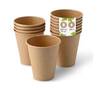 BIOZOYG 100x gobelets jetables 250 ml / 10 oz, Ø 90 mm marron - gobelet carton sans plastique et en matériaux durables - gobelet cafe
