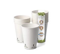 BIOZOYG 100x gobelets jetables 300 ml / 12 oz, Ø 90 mm blanc avec icônes environnementales - gobelet carton sans plastique et en matériaux durables - gobelet cafe
