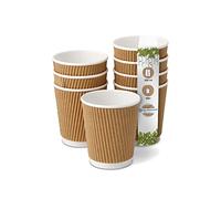 BIOZOYG 100x gobelets jetables isothermes 200 ml / 8 oz, Ø 80 mm blanc/brun - gobelet carton à double couche et sans plastique et - gobelet cafe