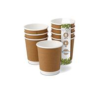 BIOZOYG 100x gobelets jetables isothermes 200 ml / 8 oz, Ø 80 mm blanc/brun - gobelet carton à double couche et sans plastique et - gobelet cafe