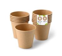 BIOZOYG 250x gobelets jetables 150 ml / 6 oz, Ø 80 mm marron - gobelet carton sans plastique et en matériaux durables - gobelet cafe