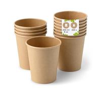 BIOZOYG 250x gobelets jetables 200 ml / 8 oz, Ø 80 mm marron - gobelet carton sans plastique et en matériaux durables - gobelet cafe