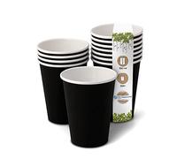 BIOZOYG 250x gobelets jetables 300 ml / 12 oz, Ø 90 mm noir - gobelet carton sans plastique et en matériaux durables - gobelet cafe