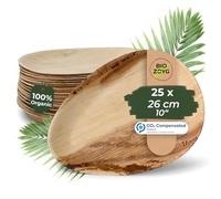 BIOZOYG 25x Assiettes en Feuilles de Palmier 26 cm - Assiettes Jetables en Forme de Goutte pour Garden Party - Vaisselle Jetable Durable pour Fête