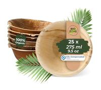 BIOZOYG 25x bol en feuille de palmier 275 ml - Assiette à soupe jetable et bol à salade compostable - Vaisselle de fête durable