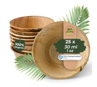 BIOZOYG 25x Coupelles de trempette en feuille de palmier 30 ml ronds - Coupelles pour amuse-bouches, jetables - Petites coupelles pour trempettes