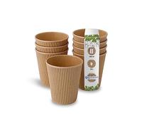 BIOZOYG 25x gobelets jetables isothermes 250 ml / 10 oz, Ø 90 mm brun - gobelet carton à double couche et sans plastique et - gobelet cafe