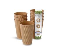 BIOZOYG 25x gobelets jetables isothermes 400 ml / 16 oz, Ø 90 mm brun - gobelet carton à double couche et sans plastique et - gobelet cafe
