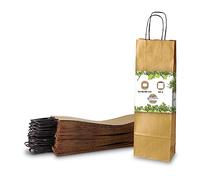 BIOZOYG 50 pièces Sacs pour bouteille Pochettes cadeaux avec poignée 14x8x40cm en papier kraft grammage 100 G/M2 emballage de bouteilles I pochette à vin I sachet en papier I or