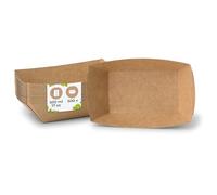 BIOZOYG 500x barquette frites 500 ml - Dur carton bol a forme de bateau jetable - Vaisselle jetable biodégradable - Bol de service creux - To Go Snack Bol