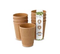 BIOZOYG 500x gobelets jetables isothermes 300 ml / 12 oz, Ø 90 mm brun - gobelet carton à double couche et sans plastique et - gobelet cafe