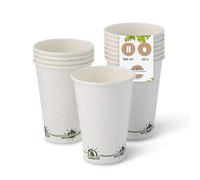 BIOZOYG 50x gobelets jetables 180 ml / 7.5 oz blanc avec motif environnemental - gobelet carton sans plastique et en matériaux durables - gobelet cafe