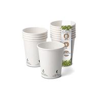 BIOZOYG 50x gobelets jetables 200 ml / 8 oz, Ø 80 mm blanc avec icônes environnementales - gobelet carton sans plastique et en matériaux durables - gobelet cafe