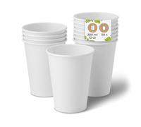BIOZOYG 50x gobelets jetables 300 ml / 12 oz, Ø 90 mm blanc - gobelet carton sans plastique et en matériaux durables - gobelet cafe