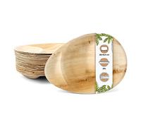 BIOZOYG assiette de palme avec division 26x19,5cm vaisselle jetable en forme de goutte I assiette menu jetable 3 divisé I assiette de fête jetable feuille de palmier 25 pièces