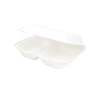 BIOZOYG Barquettes menu en canne à Sucre 2 compartiments I Vaisselle durable à emporter Biodégradable I pour aliments chauds & froids non revêtue 25x20x7,5cm I Boîte à lunch 200 pces