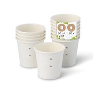 BIOZOYG Bio gobelets en papier I jetables gobelets à boire en papier compostables et biodégradables I tasse à café blanche, non imprimée et écologique 50 pièces 50ml 2oz
